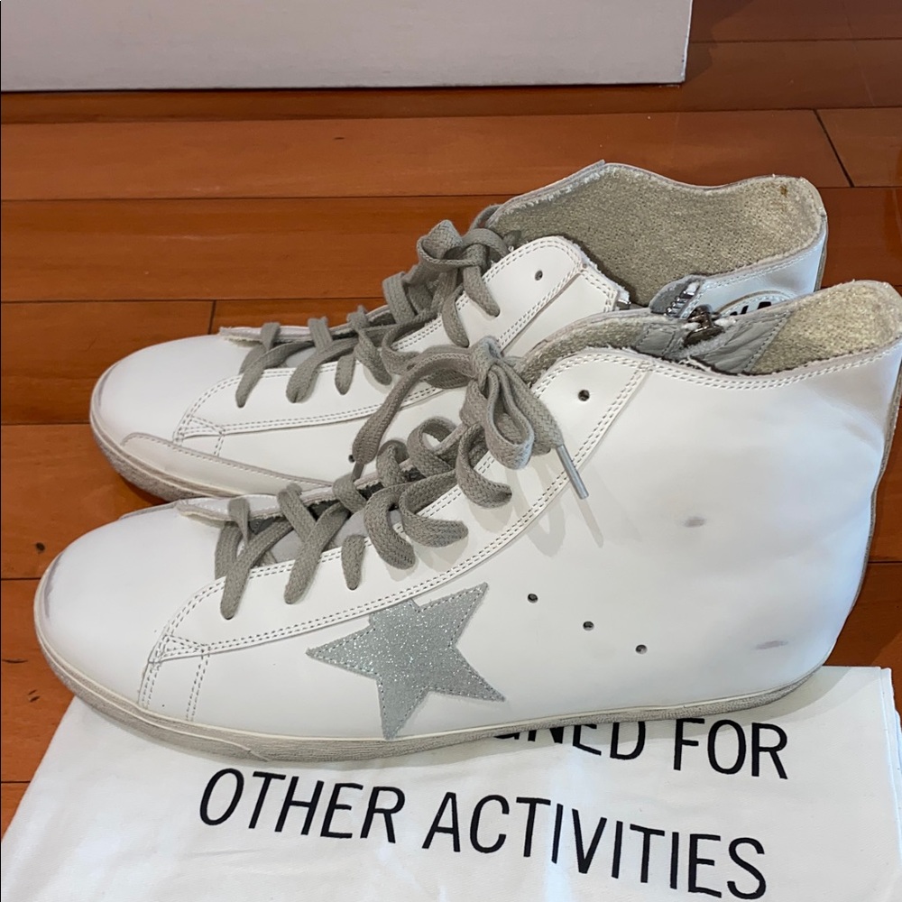 Golden Goose White and Gray Sneakers